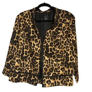 Brandon Thomas Leopard Print, Hook & Eye Closure Cardigan Jacket Fall SZ XL